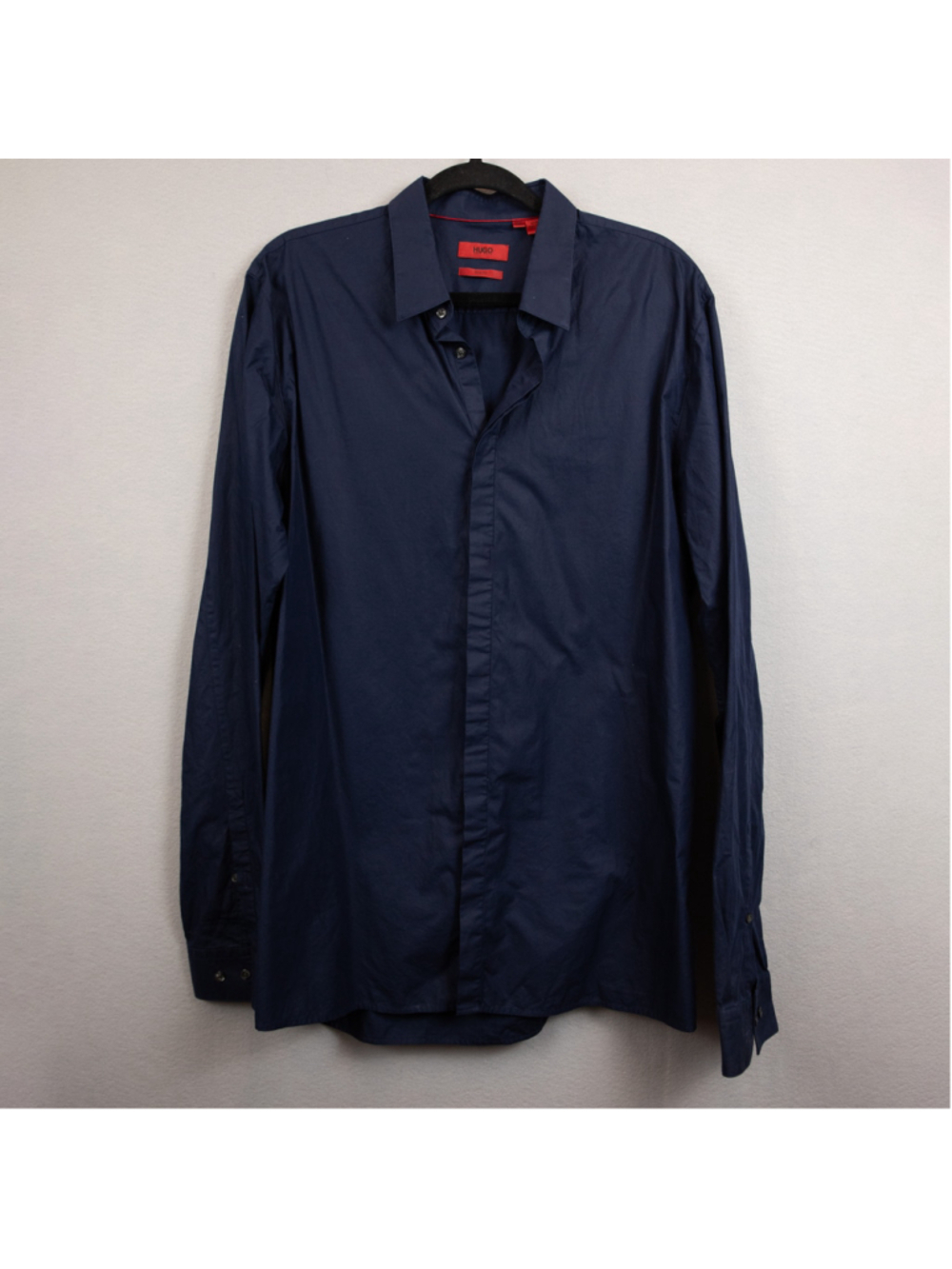 Hugo Hugo Boss Navy Slim Fit long sleeve button down dress shirt-XXL